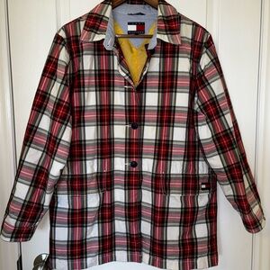 Tommy Hilfiger Red and White Lightweight Plaid Jacket